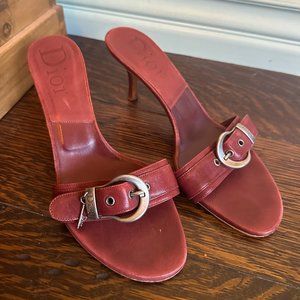 Christian Dior Red Kitten Heels 39.5 Gaucho Collection
